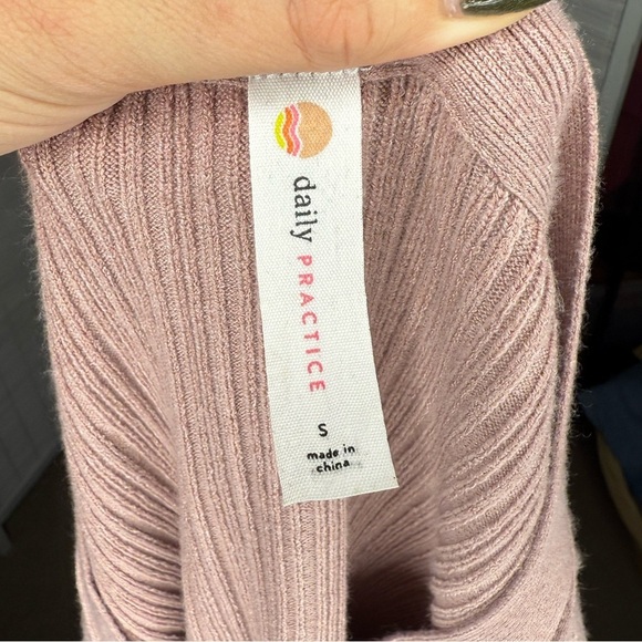 Daily Practice Ribbed Soft Mauve/Rose Long Sleeve Size S Stitched Rolled Cuff - Picture 6 of 8